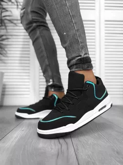 Adidasi barbati casual, negru cu verde 5919 N4-4 Adidasi barbati casual, negru cu verde 5919 N4-4